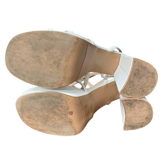 Abbleet Womens Size 9 White 5.25" Block Platform Heels Ankle Strap Sandal Shoes - Picture 9 of 9